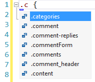 Class name Intellisense