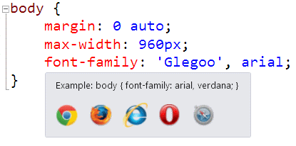 Browser matrix tooltip