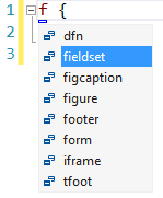 HTML element Intellisense